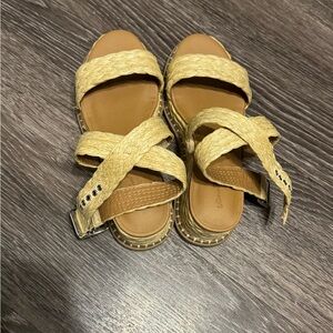 LIKE NEW Straw ankle strap- style wedge sandal-size 6